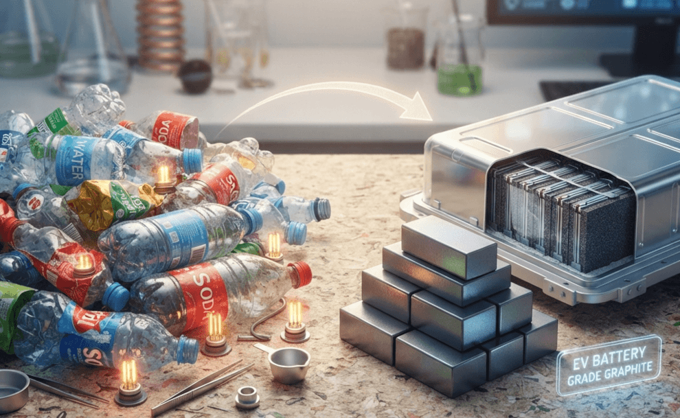 Turning Waste Plastic Bottles Into Powerful EV Battery Materials